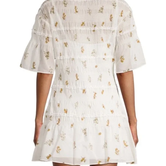 REBECCA TAYLOR Marigold Fleur Ines Smocked Dress w/ flower pattern, Size M, NWT - Picture 2 of 5